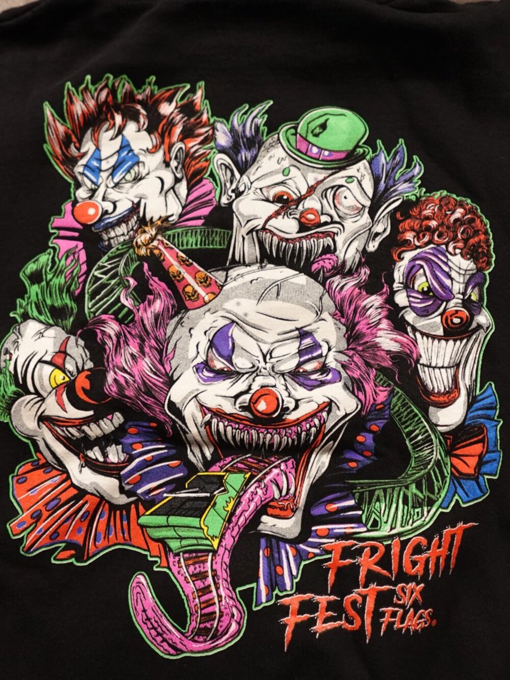 Six Flags Fright Fest Hoodie Small Black Horror Clown‎ Graphic Pullover